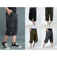 3/4 Casual Pants Three Quarter Pants Seluar 3 Quarter Seluar Pendek Pinggang Getah Short Cargo