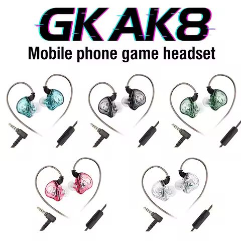 KZ GK AK8 Wired Gaming Earphones In Ear Dynamic Driver Deep Bass Hd Mic Line Control 7.1 Surround So
