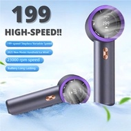 13000RPM Handheld Fan | 199-Speed Strong Wind 3000mAh Rechargeable | Kipas Mudah Alih Kuat & Boleh C