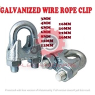 1/8" (3mm) -1" (26mm) GALVANIZED WIRE ROPE CLIP OR U-BOLT CLAMP OR CLIP FOR CLAMPING THE WIRE ROPE