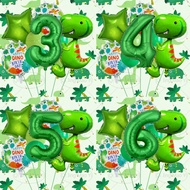 Qi Jing Mao Yi 9pcs Themed Q Version Green Tyrannosaurus Rex Balloon Set, Including 32-Inch 0/1/2/3/