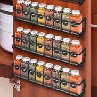 1pc Black Metal Spice Rack, No Drill Mark Wall Mount Or Screw Installation, Space Saving Spice Jar H