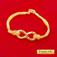 Raringold รุ่น B1141 - สร้อยข้อมือทอง ลายอินฟินิตี้ (Infinity) สี่เสา ขนาด 1 บาท สร้อยข้อมือผู้หญิง