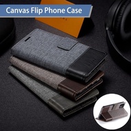 Canvas Leather Wallet Case for Samsung Galaxy A7 2018 A9 2018 A8Plus 2018 A6Plus 2018 Flip Phone Case Cover for Samsung Galaxy A8S A6S A2 CORE A3 A5 A7 2017 Card Case