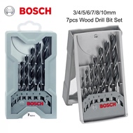 Bosch 7pcs Wood Drill Bit Set 3/4/5/6/7/8/10mm Pointed Woodworking Twist Drilling Bits Carbon Steel Wood Drill Bit Set for Hardwood, Plywood, Plastic Round