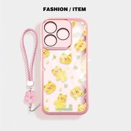 YBD Casing For Realme Note 70 70T C63 C61 C65S Realme Narzo N63 Cartoon Watercolor Bear Strap Hangin