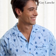 Guy Laroche ชุดนอนคอปก แขนยาว ขายาว พิมพ์ลาย เนื้อผ้า cotton Twillใส่สบาย สีฟ้า  รุ่น JPG5972S6BU
