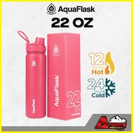 ◮ ⚽︎ ☽ AQUAFLASK (22 OZ) Wide Mouth with Spout Lid Vacuum Insulated Stainless Steel Drinking