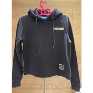 [Xueruo Boutique Shop] Girls K-SWISS Black Hooded Short Version Long-Sleeved Top, Brushed Lining (90
