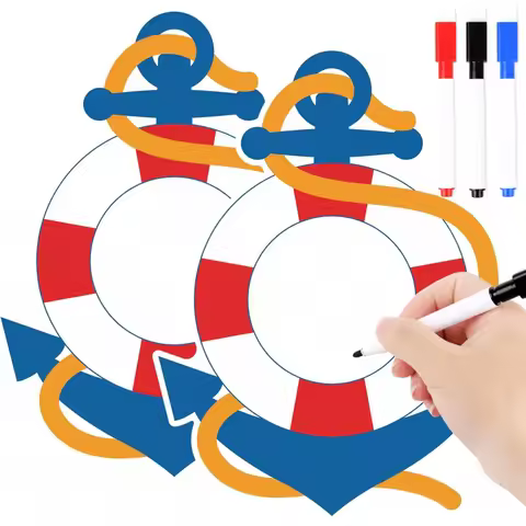 2 Pcs Cruise Ship Door Magnets for Cruise Ship Door Decor Magnets with 3 Paint Pens, Ship Anchor Car