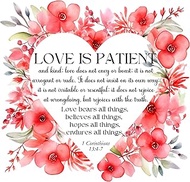 Fabric Panel 14"x14" 1 Corinthians 13:4-7 Scripture 100% Cotton Quilting Sewing Panel Square R2001
