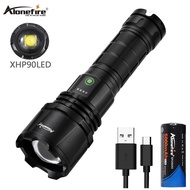 Alonefire COD LED Flashlight XHP90 USB Rechargeable Torch Zoom Waterproof 26650 Handheld Light X34