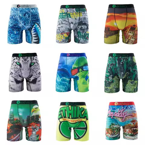 ETHIKA 1Pcs Men Underwear Boxers Breathable Mesh Crotch Mens Panties Plus Size S-3XL Summer Man Unde