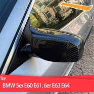 Rearview Mirror Cover Cap Carbon Fiber / Black for BMW 5 Series E60 E61 E63 E64 2004-2008 520i 525i 