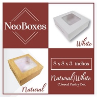 【packing shop] NeoBoxes 8x8x3 White and Natural Pastry Box 20s (1pc Box)