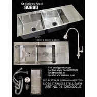(REGULER) KITCHEN SINK STAINLESS PLATINUM BLACK DAN STAINLESS 12050/ BCP 2 LUBANG