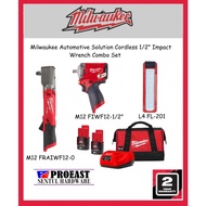 MILWAUKEE Automotive Solution Cordless Impact Wrench Combo Set - M12 FRAIWF12-0/M12 FIWF12-1/2"/L4 FL-201