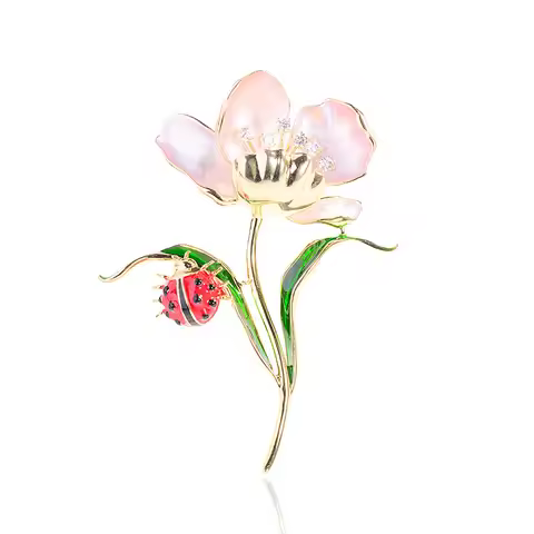 Fashion Enamel Drip Glaze Rustic Orchid Brooch Seven Star Ladybird Design Coat Jumper Pin Corsage