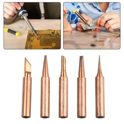 5 Pieces of Soldering Irons Copper Iron Tip I/B /K/2.4D/3C Set Soldering Station Pure Copper Solderi