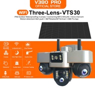 V380 Pro VTS30 Solar IP66 Wireless Outdoor waterproofing Three lens Wifi CCTV Camera Built-in Batter