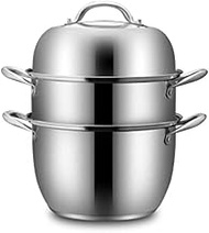 DPWH Stainless steel pot, steamer, 304 household steamer, multi-layer steamer three-layer steamer, 26 cm, 28 cm, 30 cm, 32 cm (1 pot + 1 steam grid + 2 steam tablets)