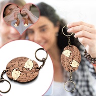 Wooden Otter Couple Keychain Creative Interlocking Otter Pendant Set Backpack Keychain