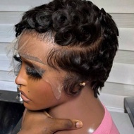C Part Culry Lace Front Wig For Women Short Wig Human Hair Pre Plucked Pixie Cut Wig 13x4 Lace Wig W