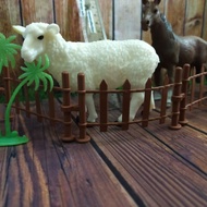 mainan miniatur hewan ternak besar isi 2 binatang 4 pagar 2 pohon