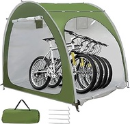 Bike Storage Tent, Outdoor Bike Cover Storage Shed for 4 Bikes Portable Foldable Garage/Garden Storage Tent Waterproof Oxford Shelter for Motorcycle, Bicycle, Camping, Garden Tools (Green)