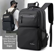 Tas Pria Ransel Laptop Haoshuai Tas Punggung Anti Air Tas Sekolah Remaja Ransel ABG Fashion Korea Fa