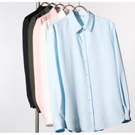 KEMEJA UNIQLO RAYON BLOUSE WOMEN'S LONG-SLEEVED SHIRT