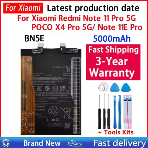 100% BN5E 5000mAh Battery For Xiaomi POCO X4 PRO / Redmi Note 11 Pro / 11E Pro 5G Phone Batteries Ba