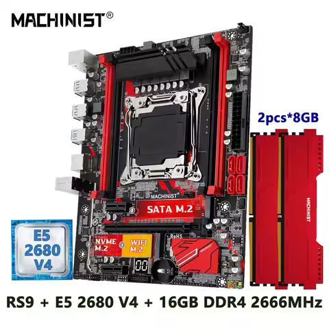 MACHINIST X99 Kit placa base LGA2011-3 Xeon E5 2680 V4 CPUprocesador DDR4 2*8gb 2666MHz memoriaCombo