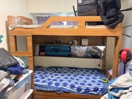 Wooden Bunk Bed with Storage Shelves