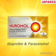 Nuromol (Ibuprofen 200mg & Paracetamol 500mg) 12 Tablet - Nurofen Double action pain/ fever relief