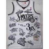 NBA Philadelphia 76ers #3 White Tattoo Swingman Jersey - Allen Iverson