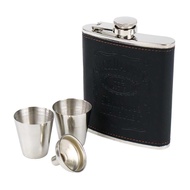 Leather B1r bottle + 7Oz Stainless Leather Hip Flask Funnel with Shot Glass