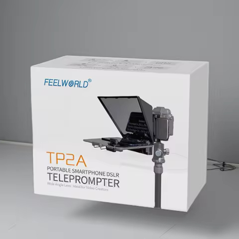FEELWORLD TP2A 8 inch Mini Teleprompter Portable Supports Under Smartphone Tablet Prompting DSLR Cam