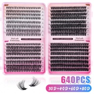 640pcs 608pcs D-Roll Personal Eyelashes, Suitable For Beginners To Make At Home, Thick, Fluffy, Uniq