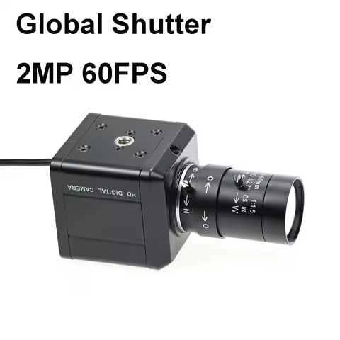 GXIVISION 60FPS 2MP Global Shutter Camera USB Driver Free,Monochrome,1600x1200,With CS Lens,High Fra
