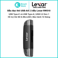 Lexar RW310 Memory Card Reader | Support SD & MicroSD card | 2 USB-A / USB-C heads | SD Card Reader 