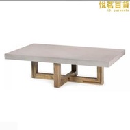 工業風 混泥鋼筋石 實心木 茶幾桌子設計師樣板房小戶型矮咖啡桌
