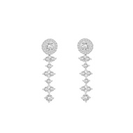 Merii ต่างหูระย้าเงินแท้ 925 ชุบโรเดียม ประดับเพชร CZ ดีไซน์คลาสสิก : ต่างหูเพชร CZ Rays Light 221E0