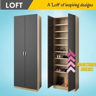 LOFT Design ESCOT 6 feet tall shoe cabinet with adjustable shelves kabinet kasut kayu rak kasut