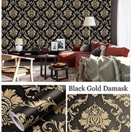 Black Gold Batik Motif Wallpaper 7m, to 8m Width 45cm