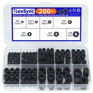 200pcs DIN985 Hex Nylon Insert Self Lock Nut Nylock Locknut Assortment Kit Set M2 M2.5 M3 M4 M5 M6 M