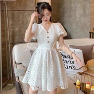 dress casual import Premium model Korea putih M L