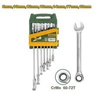 JADEVER ชุดประแจแหวนเกียรข้างปากตาย มีแบบตรงกับแบบพับได้ 7 ชิ้น/ชุด ประแจแหวนฟรี ประแจปากตาย กุญแจขั