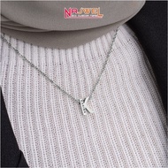 Initial Necklace custom name Titanium Necklace Initial letter anti-rust silver women