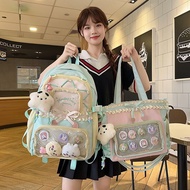 Cute Ita Bag Backpack Double Shoulder Bag Ballet Style Pleated Lace Ita Bag Transparent Doll Bag Stu